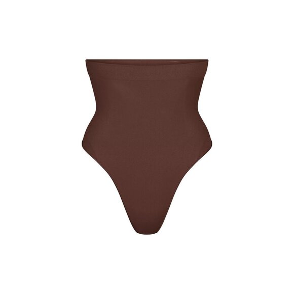 Skims Womens S Sheer Sculpt High Waisted Thong Light Shapewear 2 Cocoa/Jasper